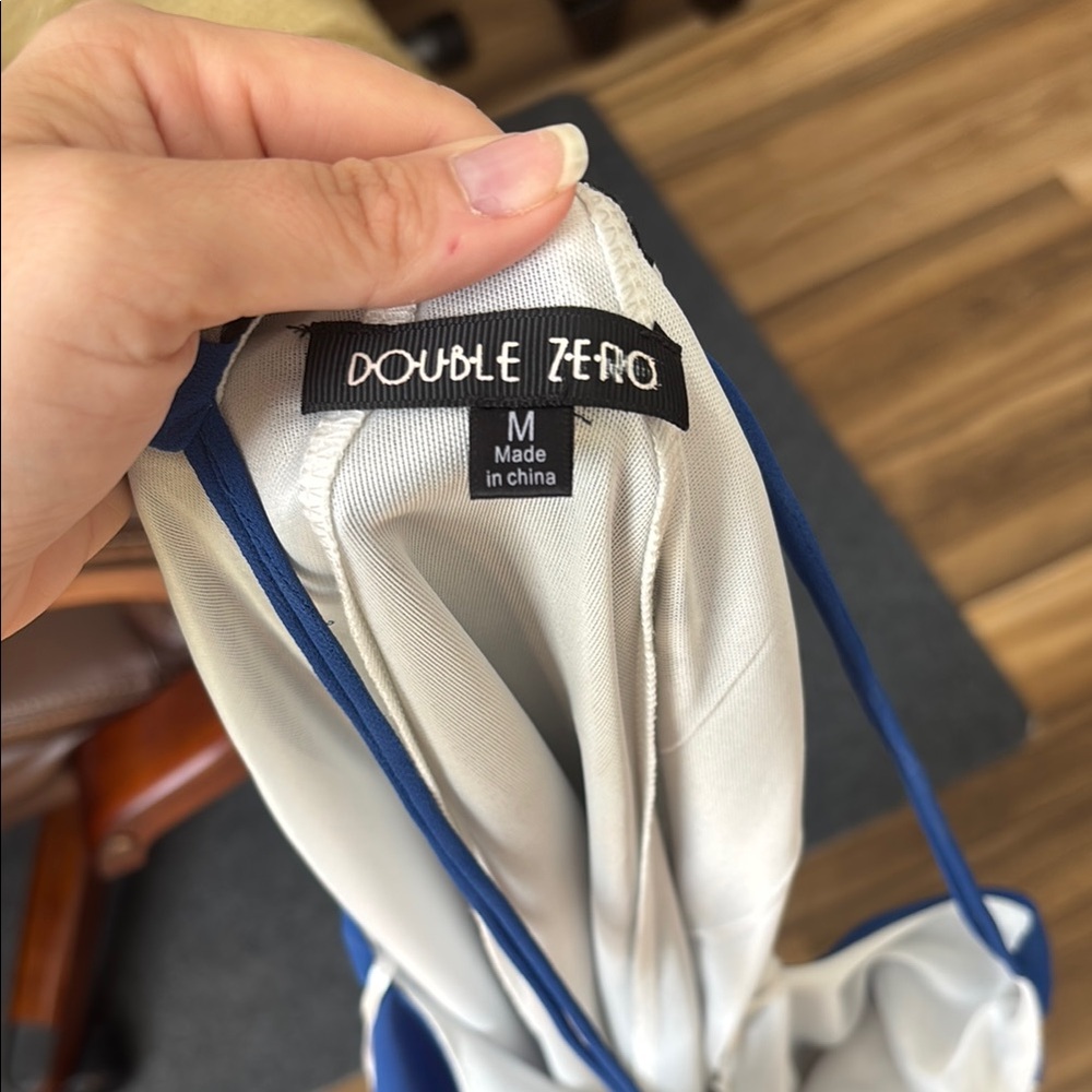Double Zero Elegant Blue and Cream Dress